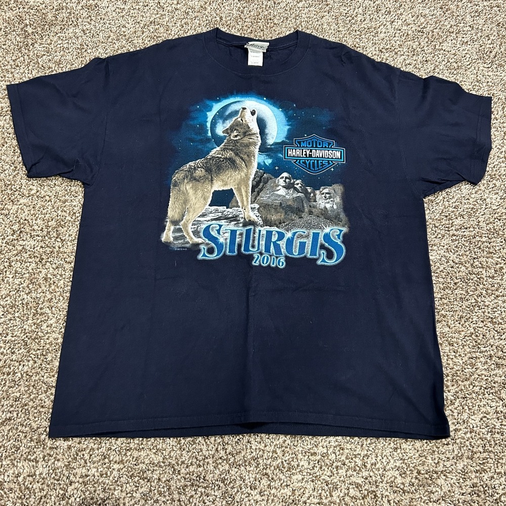 Harley Davidson Sturgis 2016 T-Shirt Men's XL Navy Blue Graphic Deadwood SD